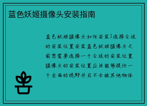 蓝色妖姬摄像头安装指南